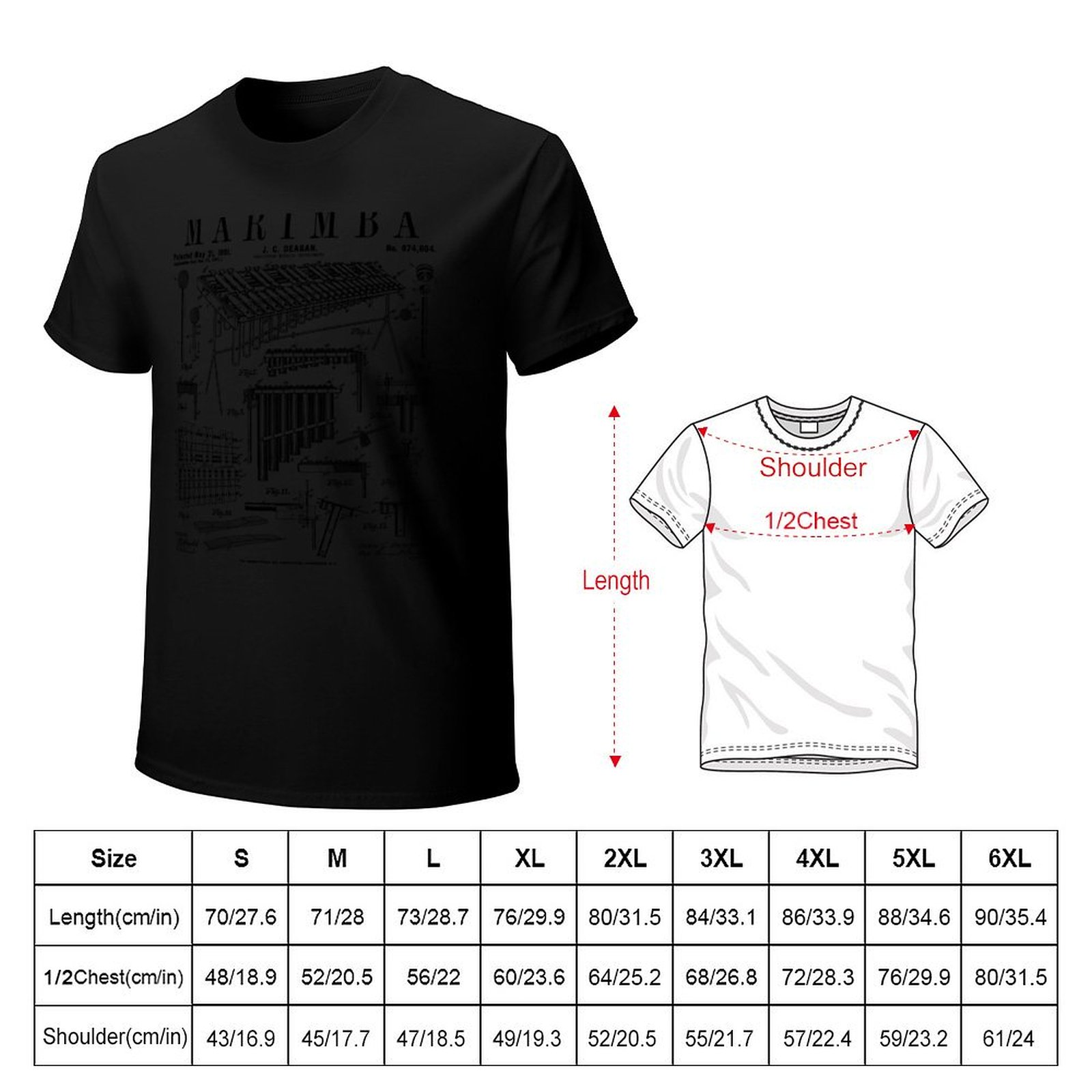 Camiseta con estampado vintage - Musical Instrument Marimba reseña y precio